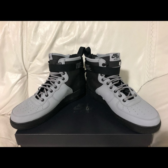 Nike SF AF1 Air Force One Mid Wolf Grey Black New - Picture 4 of 6